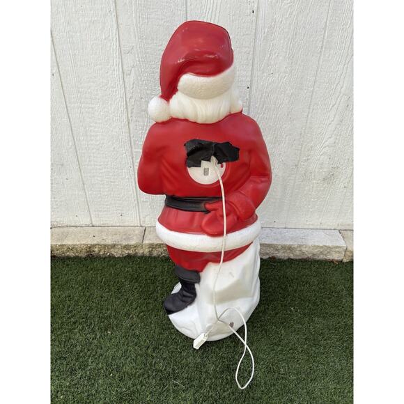 Vintage Christmas 34” General Foam Plastics Santa Claus Blow Mold Light Present - Picture 7 of 15